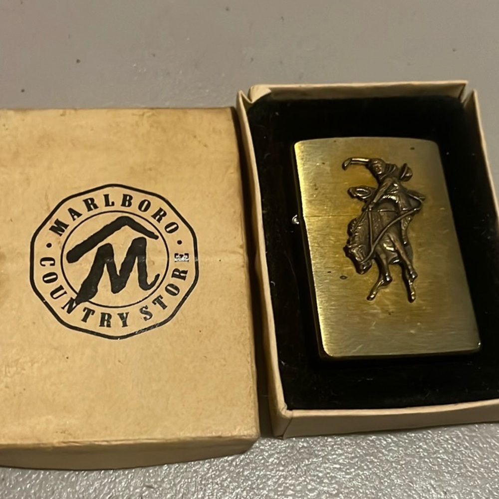 Vintage Marlboro Man Brass Zippo Lighter